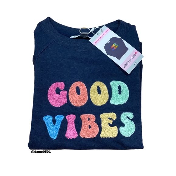 NWT Wildfox Soft “Good Vibes” Blue Sweatshirt - Picture 3 of 3